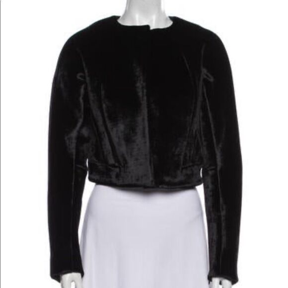 Derek Lam Runway  Fur Crop Biker Jacket Black Size Small - Picture 1 of 11
